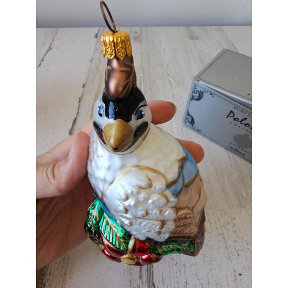 Polonaise Partridge pear tree Glass ornament poinsettia Kurt Adler bird Xmas tre - Picture 9 of 10